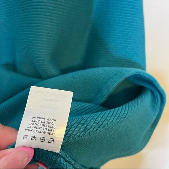R Label The Reset Sweater Ribbed Pullover Dolman Sleeve Teal Womens Size XS - Picture 6 of 6